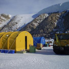 Field camp at Granite Harbour with Hagglund