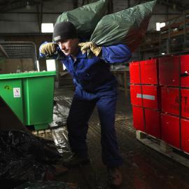 In the recycling waste hangar