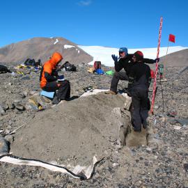 The more you dig, the better! The K072 team discussing soils. Eastern Taylor Valley.