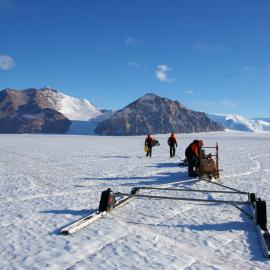 Sled towing ground penetrating radar (GPR) equipment