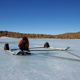 Setting up ground penetrating radar (GPR) equipment