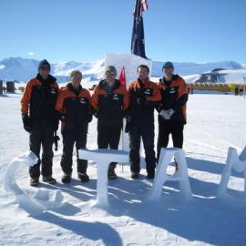 Album: Images taken by K020-1011-B. Includes photos of 1933 Byrd expedition depot at Durham Point - equipment and cairn
