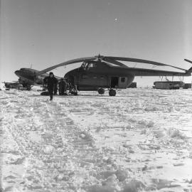 Russian helicopter at the base on Haswell Island