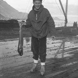 Dr R Goldsmith with an Embryo Whale