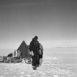 Sir Edmund Hillary inspecting the site for Skelton Depot