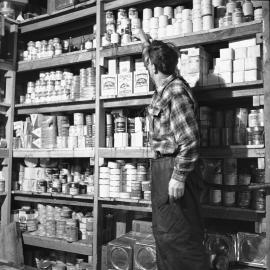 Ed Hillary at shelves in stores in garage