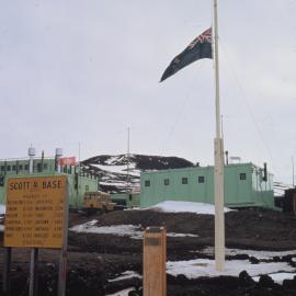 Scott Base at Flag Half Mast