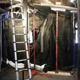 Ceiling repairs, Discovery Hut