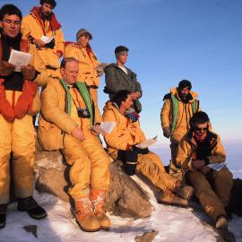Graeme Ayres reading on Observation Hill