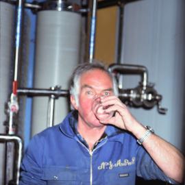 Bob Dunnachie Drinking Water from the Reverse Osmosis Plant