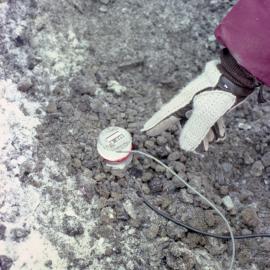 Checking temperature of soil 