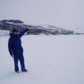 Gareth on Sea ice in Front of Scott Base