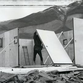 Erecting panels for new living hut at Vanda Station