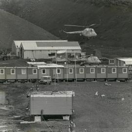 Helicopter hovers over Henryk Arctowski Station