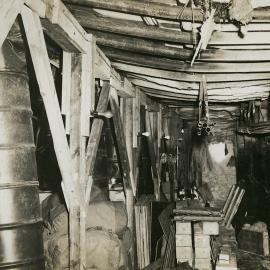 Cracked roof truss in garage at Byrd Station