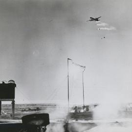 Byrd Station with Airforce C124 Globemaster makes a fuel drop