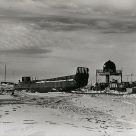 At Little America boats left by re-supply ships for storage over winter 