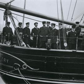 Discovery Officers on the ship's deck before departure from Lyttelton 1901