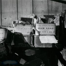 Tinned food on shelves in Scott's Discovery Hut