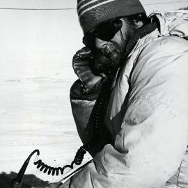 Graham Ayres makes contact with the radio centre at McMurdo station