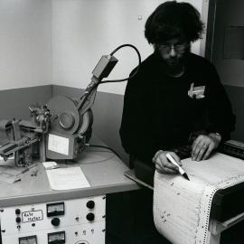 Dr Chris Hendy analyses core samples