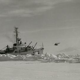 Helicopter returning to Coast Guard Icebreaker 'Eastwind' 