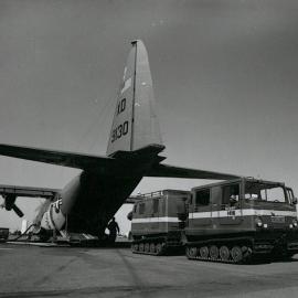 New Hagglund being loaded for transport to Scott Base