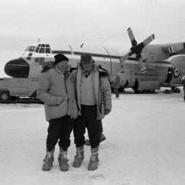 Frank O'Flynn and Lord Shackleton at ice runway