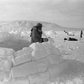 Walt Fowlie inside igloo
