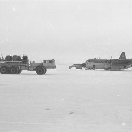 Vehicles on ice runway