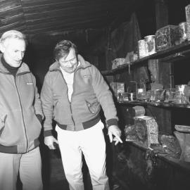 Invited visitors| John Mace| and Jim Bolger| at Discovery Hut