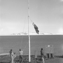 Flagraising ceremony at handover to winter 1989| Dave Crerar| Nigel Miller