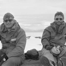 Invited visitors| The Hon. Dennis Marshall| and Hugh Logan preusing the scene atop Castle Rock