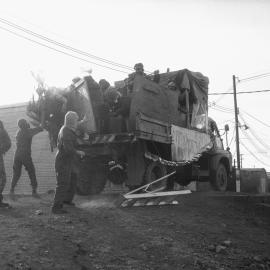 Christmas tree being unloaded