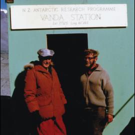 Official opening of Vanda by the Governer General, Sir Arthur Espie Porritt and Bill Lucy the first Vanda Leader to winter over