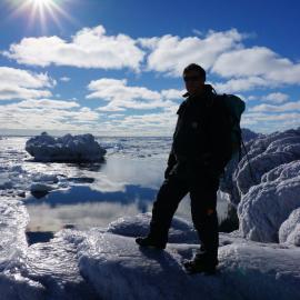 Admiring the view at Cape Bird