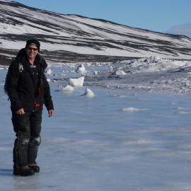 Admiring the view at Cape Bird