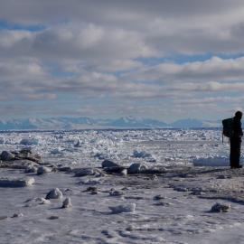 Admiring the view at Cape Bird