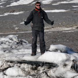 Admiring the view at Cape Bird