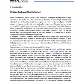 Update from the ice - What do seals want for Christmas?