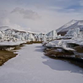 Ice formations. Lake Brownworth. Wright Valley