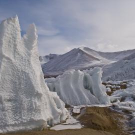 Ice formations. Lake Brownworth. Wright Valley