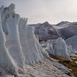 Ice formations. Lake Brownworth. Wright Valley
