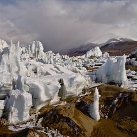 Ice formations. Lake Brownworth. Wright Valley