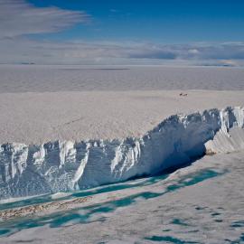 Aerial. Bell 212 helicopter over sea ice