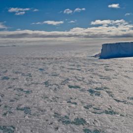 Aerial. Bell 212 helicopter over sea ice