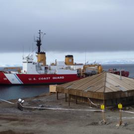 The US Coast Guard passing Discovery Hut