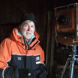 Laurence Aberhart Photographing in Historic Hut