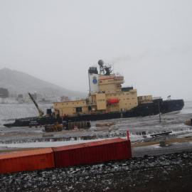 Ship in Dock at McMurdo Ice Wharf
