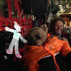 Flat Stanley Visits Antarctica - on the flight down